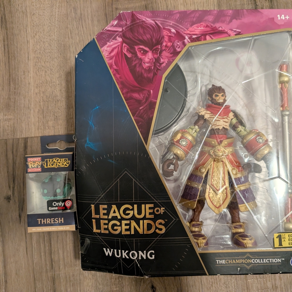 League Of Legends Wukong Action Figure And Thresh Pop Keychain